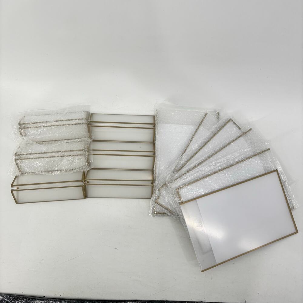 Display Acrylic 5x7 Sign Holder Lot of 6 Gold Trim Pictures Wedding - Picture 9 of 13